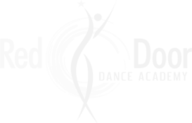 Red Door Dance Academy logo, a woman-founded studio inspiring creativity and confidence, featured by Emerald Bee Interiors.
