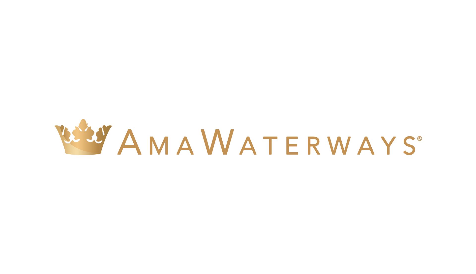 Gold AmaWaterways logo with crown.