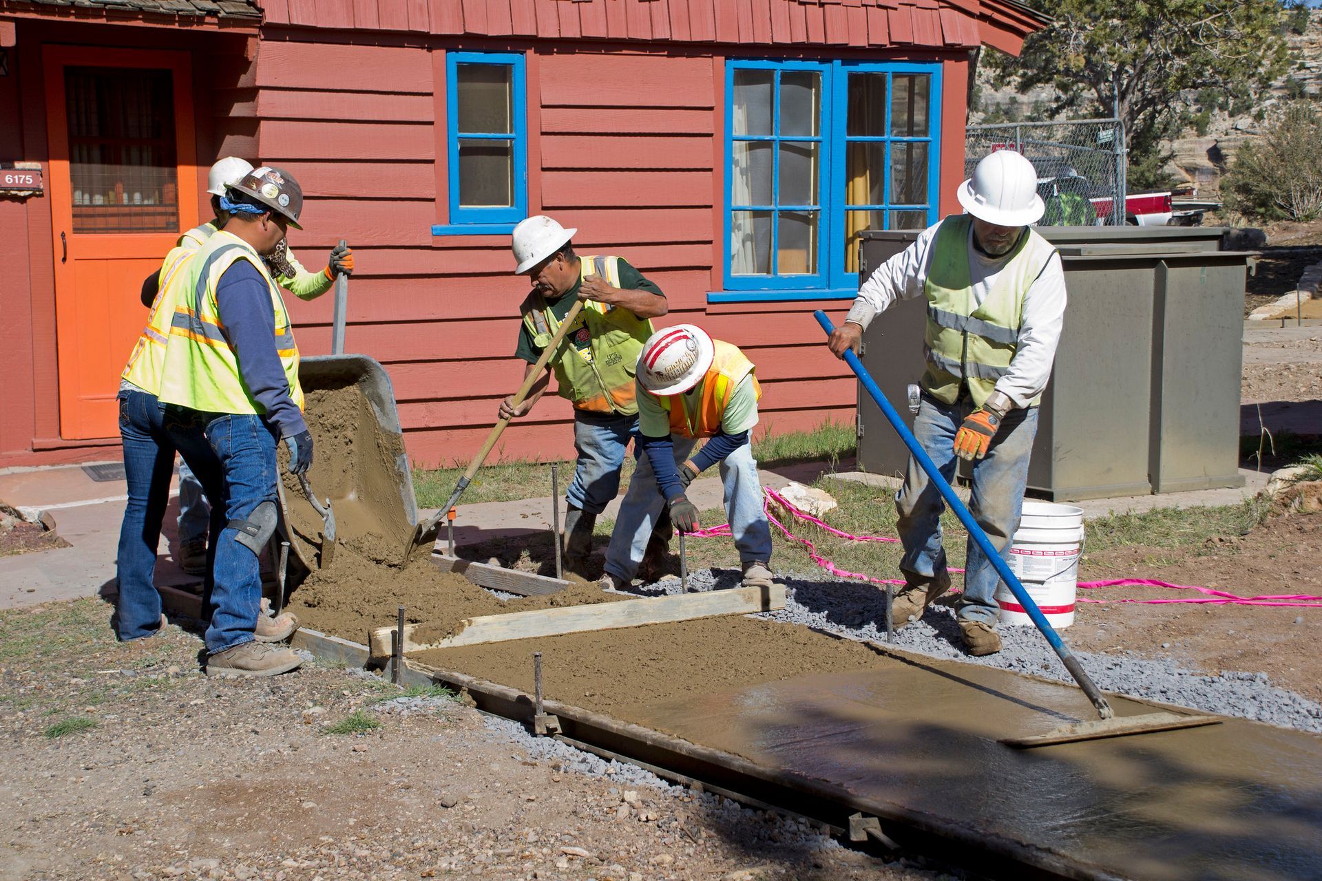 Newly finished concrete driveway