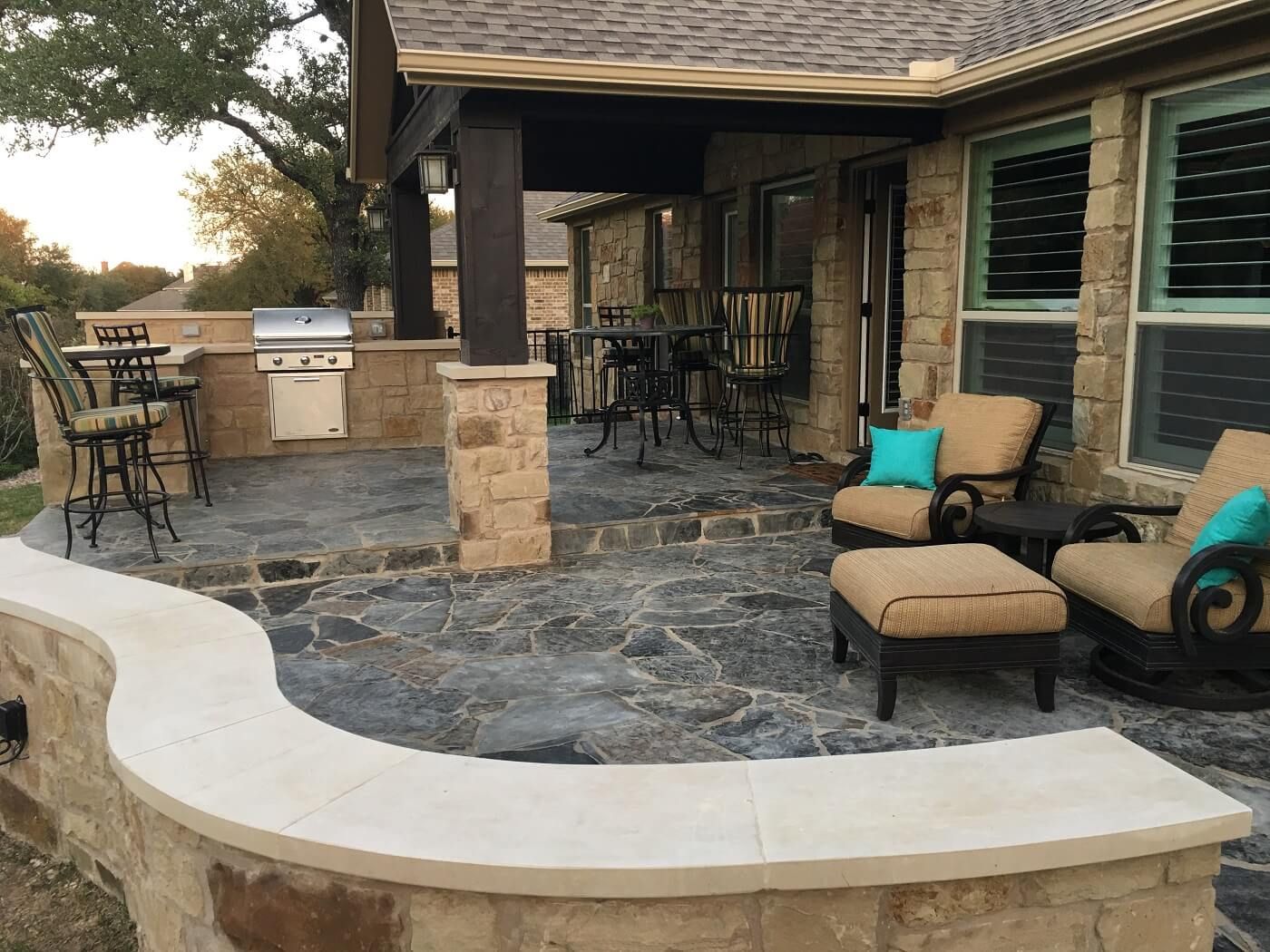 Large stamped concrete patio