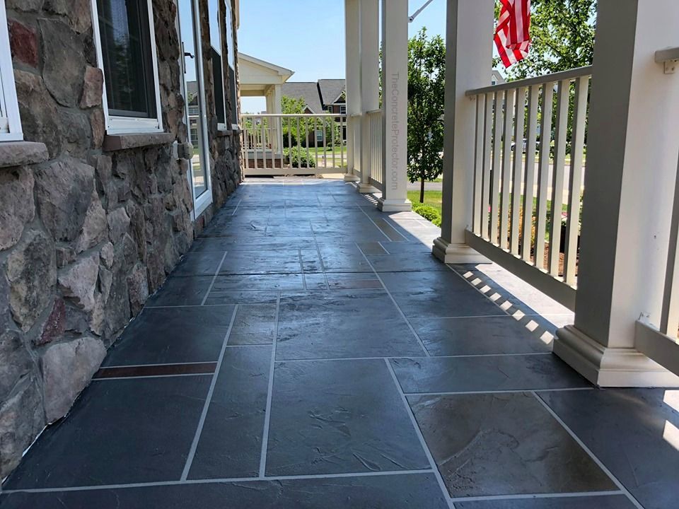 Stamped concrete porch