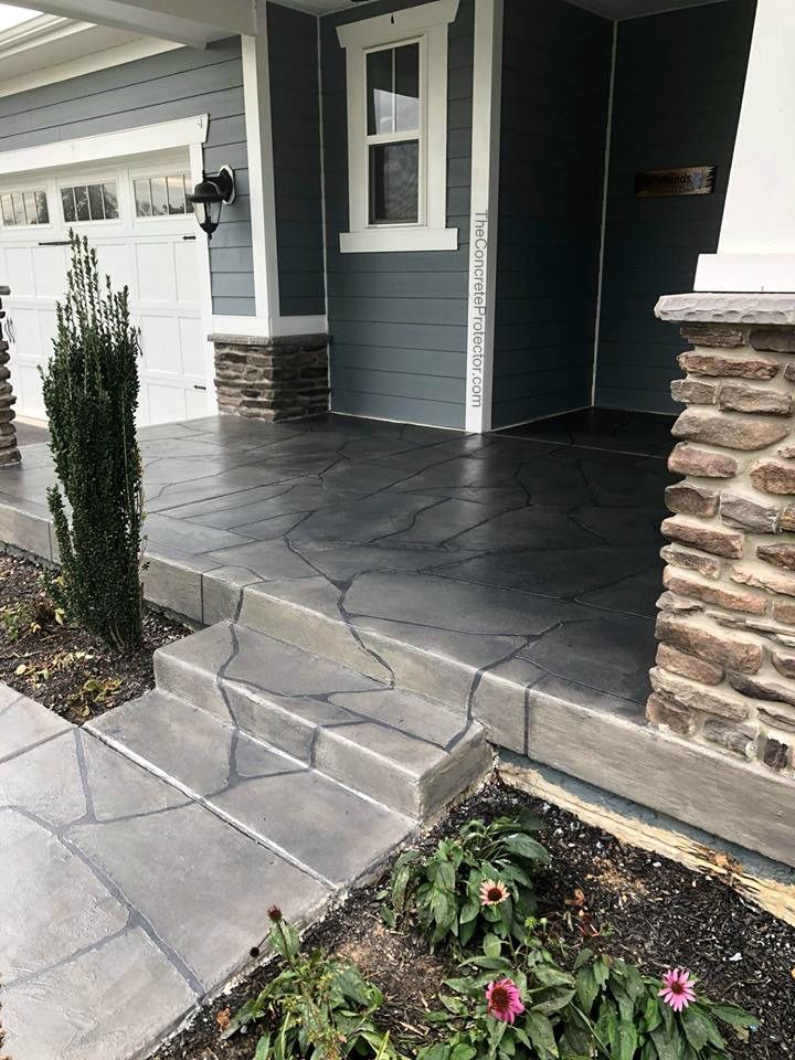 Stamped concrete porch and steps