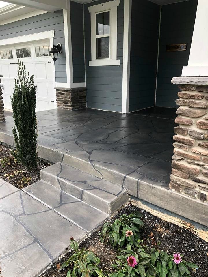 Stamped concrete porch and steps