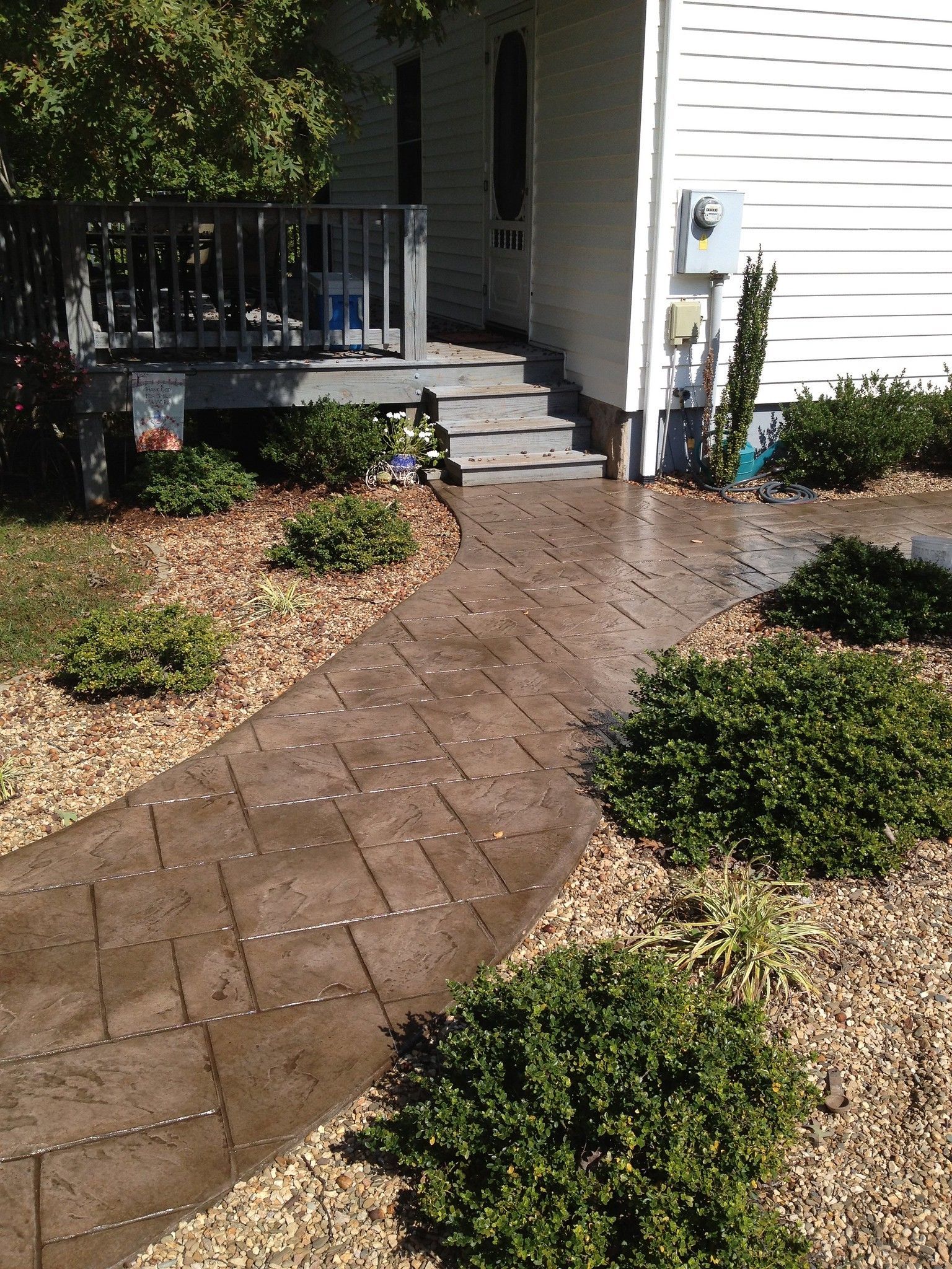 Stamped concrete sidewalk