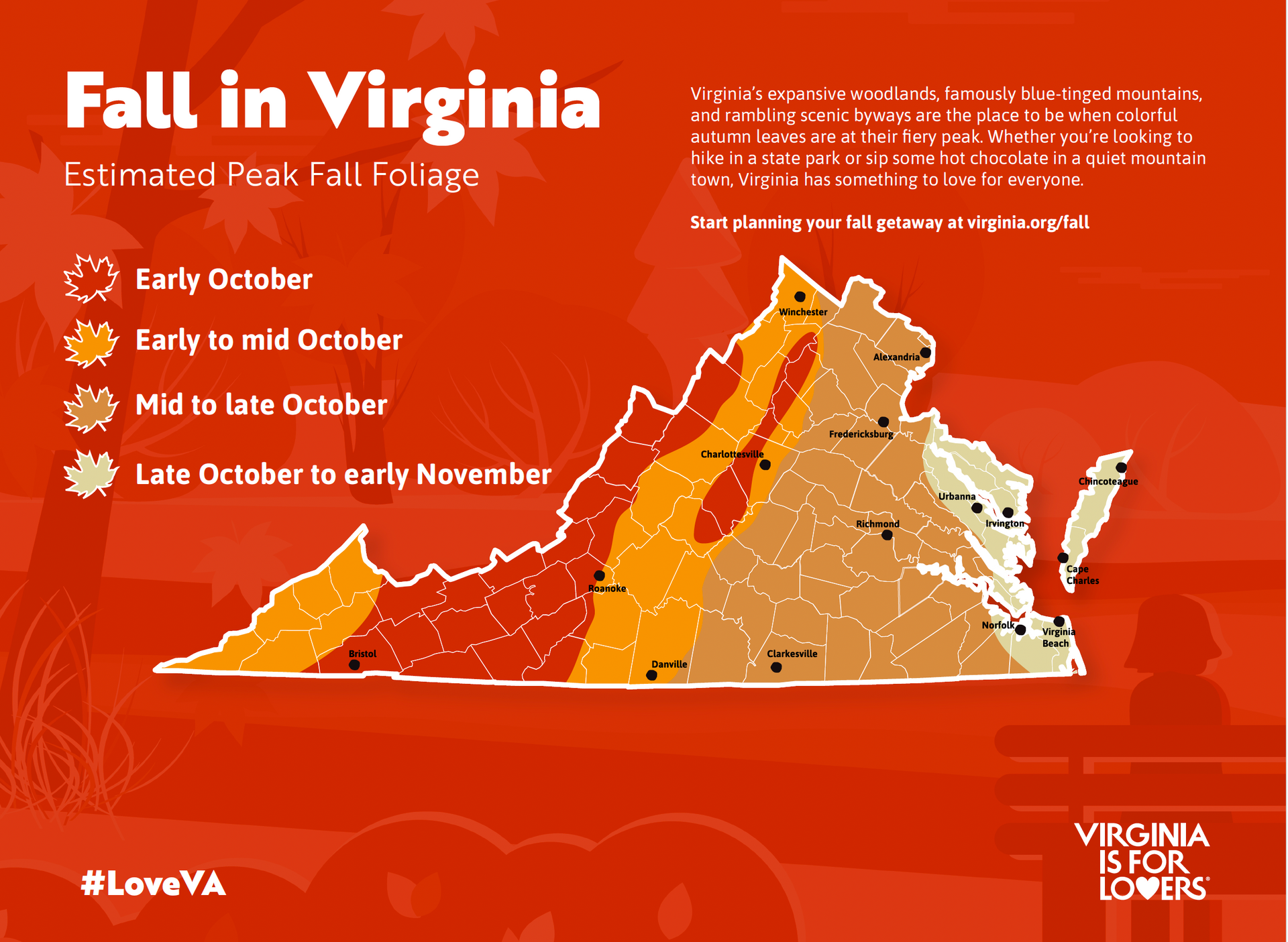 Fall in Virginia, with the expansive woodlands and blue tinged mountains Fall in Virginia is always beautiful.