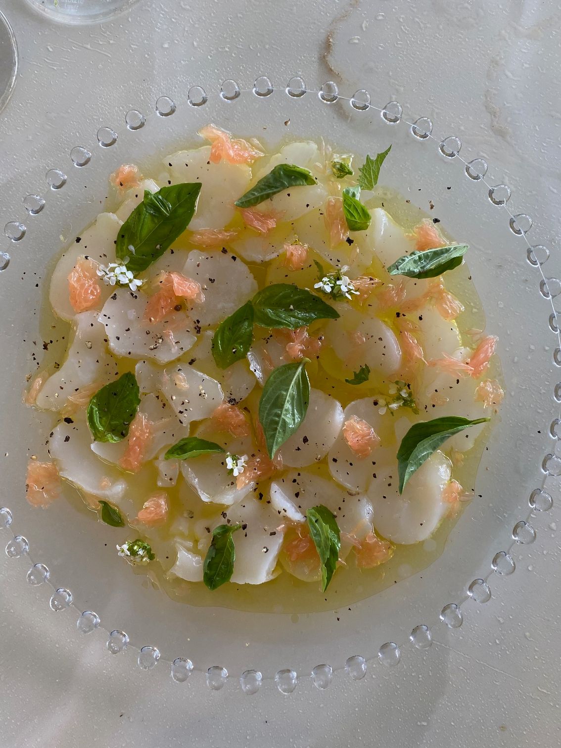 A close up of a plate of food on a table.