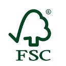 Logotipo FSC: árbol verde estilizado sobre el texto