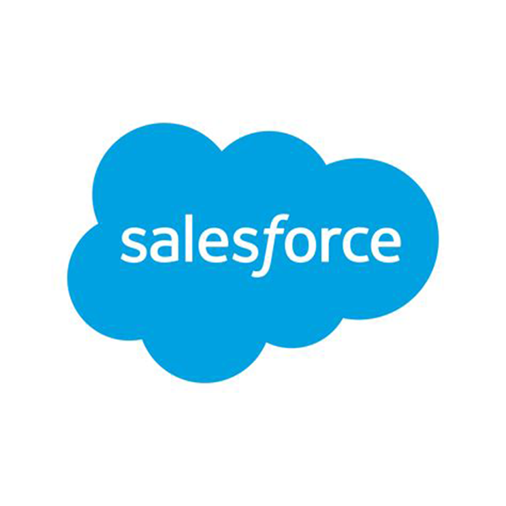 A blue cloud with the word salesforce on it