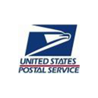 The united states postal service logo is shown on a white background.