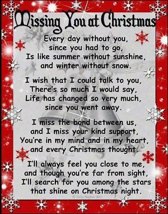 A poem about missing someone at christmas