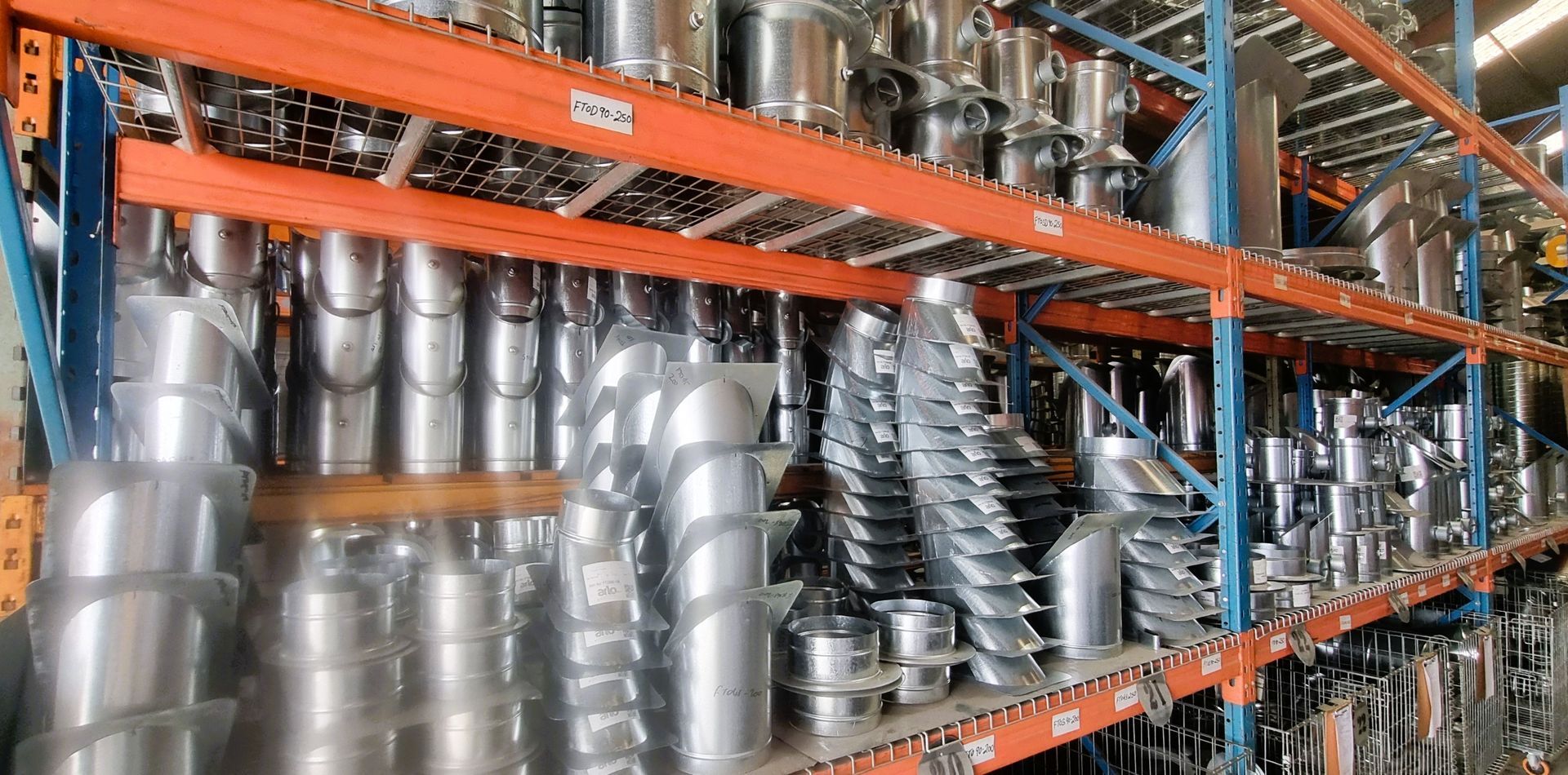 Ducting components stocked on the shelf