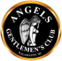 Logo for Angels Gentlemen's Club in Kalamazoo, MI. Features an angel graphic with the club's name in a gold-edged circle.
