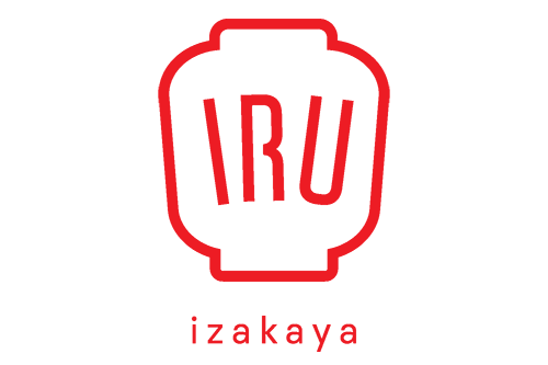 Un logo rouge et blanc pour l'izakaya sur fond blanc.