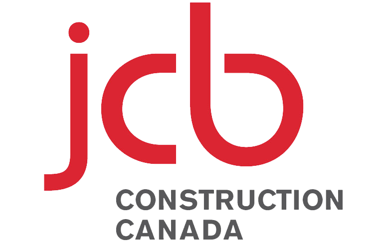 Le logo de jcb construction canada est rouge et blanc sur fond blanc.