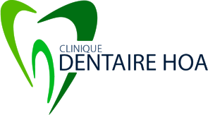Un logo pour la clinique dentaire hoa avec une dent verte