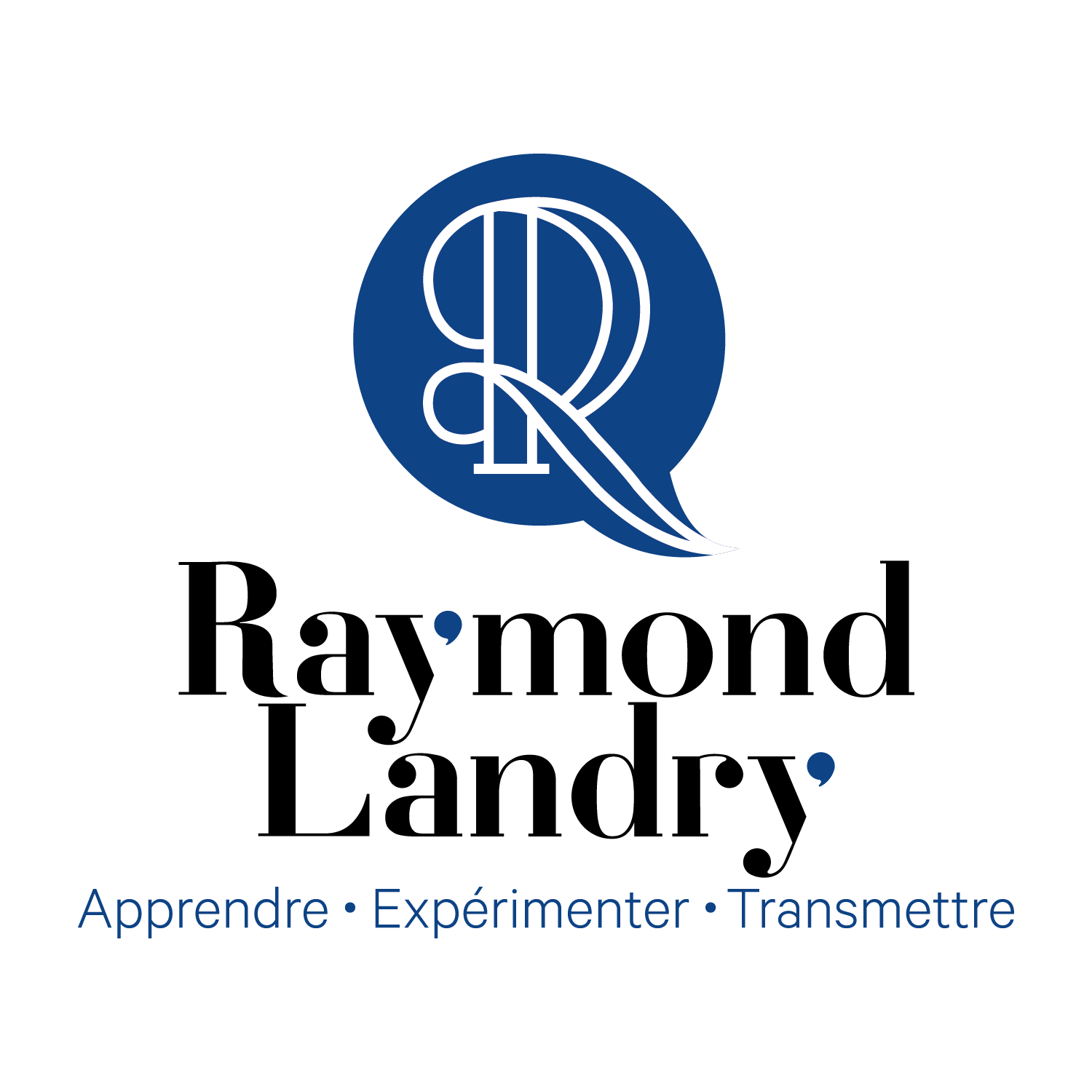 Le logo de Raymond Landry est un cercle bleu avec une lettre r dedans.