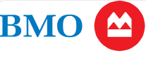 Le logo bmo est bleu et rouge avec une couronne dans un cercle rouge.