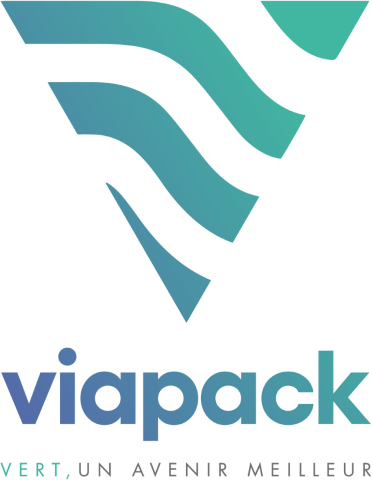 Un logo bleu et blanc pour une entreprise appelée viapack
