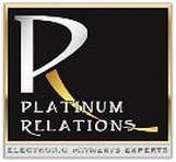 Black and gold logo: Platinum Relations, with a stylized 