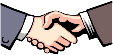 Two hands in a handshake, symbolizing agreement.