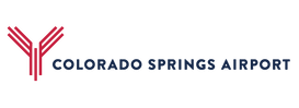 Logo for Colorado Springs Airport; a stylized red Y shape with text 