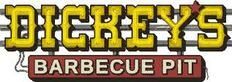 Dickey's Barbecue Pit logo: yellow text, red star, red and brown sign.