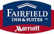 Fairfield Inn & Suites by Marriott logo: Blue and red background with white text and roof icon.