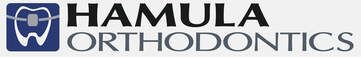 Logo for Hamula Orthodontics: a tooth with braces in a blue square, with 