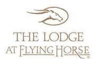Logo for The Lodge at Flying Horse; a horse head in a circle above text.