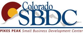 Colorado SBDC logo with mountain range and Pikes Peak Small Business Development Center text.