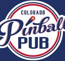 Logo for Colorado Pinball Pub: white script 
