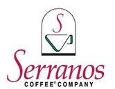 Logo for Serranos Coffee Company with stylized coffee cup and the word 