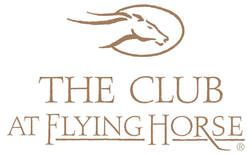 Logo for The Club at Flying Horse: a brown horse head within a circle above the club's name in brown text.