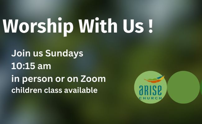 A sign that says worship with us on it