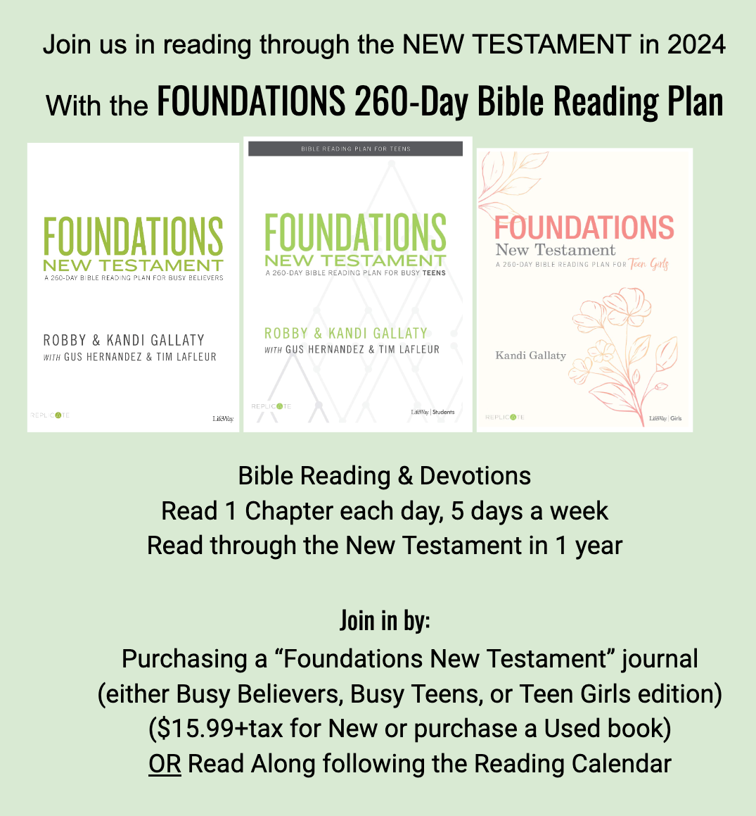 An advertisement for the foundations 260-day bible reading plan