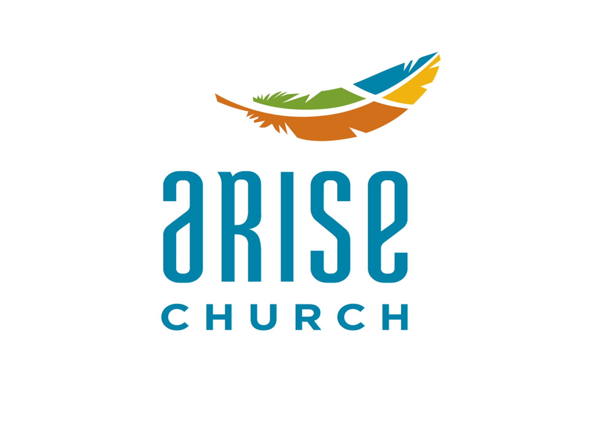 The logo for arise church has a feather on it.