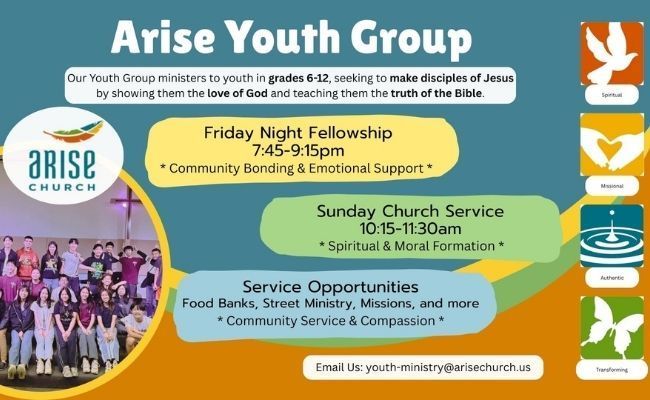 Arise Church flyer for College Care Packages: donate snacks or shipping, and help pack on 4/26 after service in the MPR.