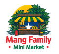 Mang Family Mini Market logo: A storefront with a star, surrounded by plants and a yellow sun.