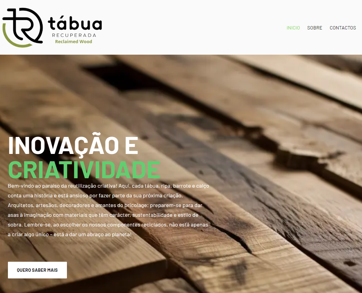 Homepage website Tabua Recuperada - Reclaimed wood