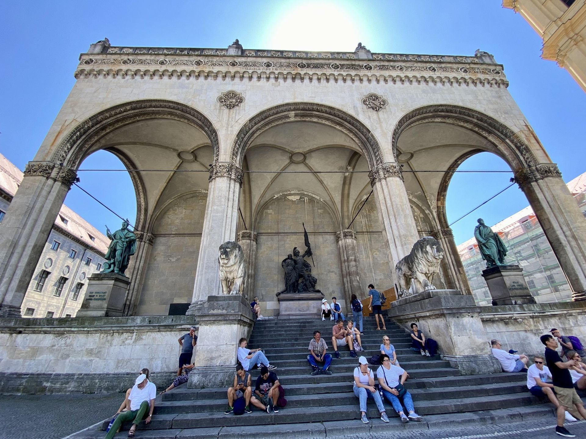 A close up of a salad in a blue bowl