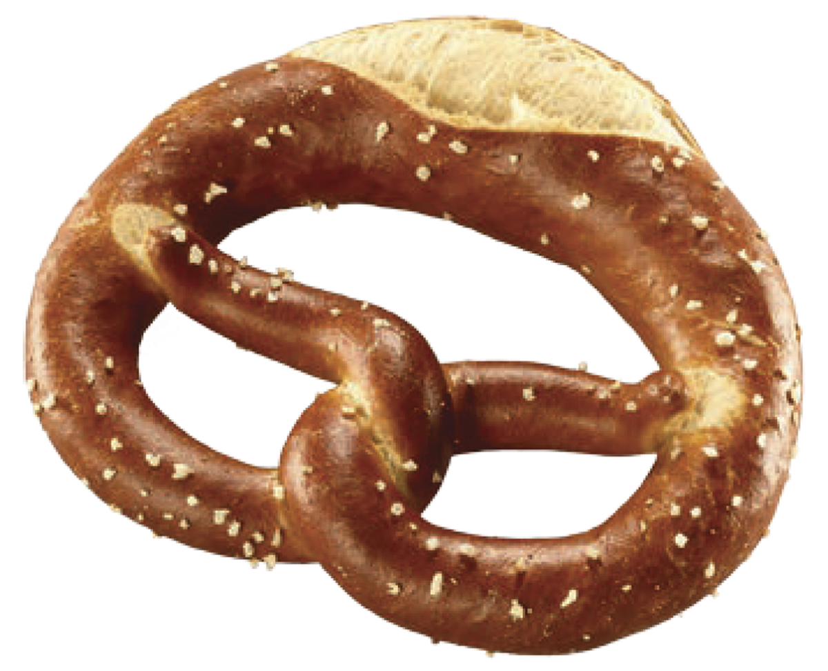 A pretzel with sesame seeds on it on a white background