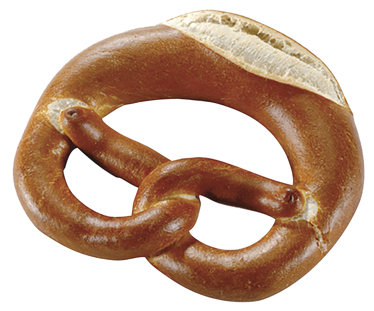A close up of a pretzel on a white background