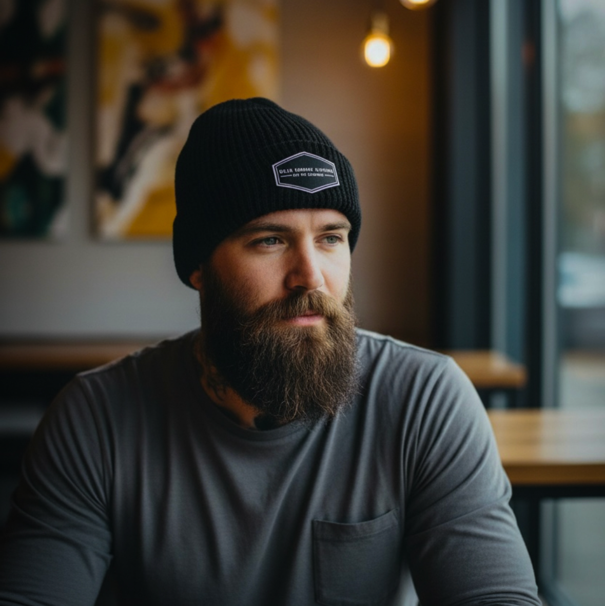 WAFFLE-KNIT BEANIE (COVERT BLACK)