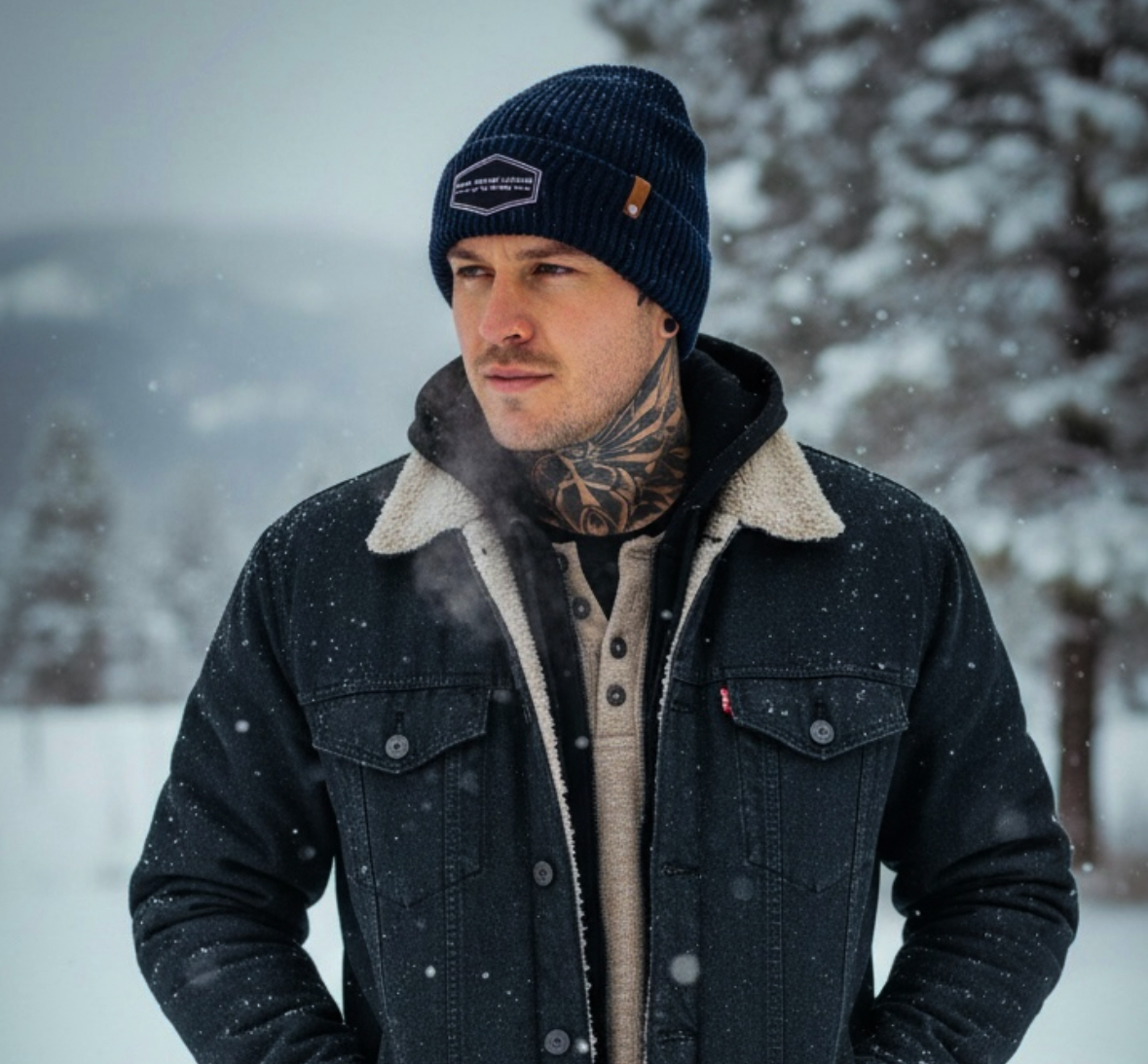 WAFFLE-KNIT BEANIE (MIDNIGHT BLUE)