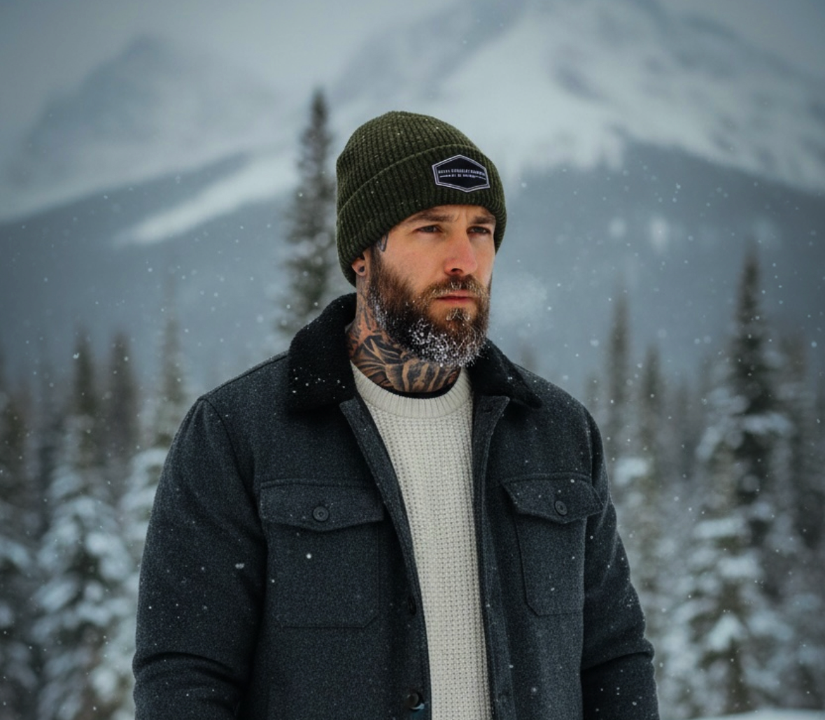 WAFFLE-KNIT BEANIE (OD GREEN)