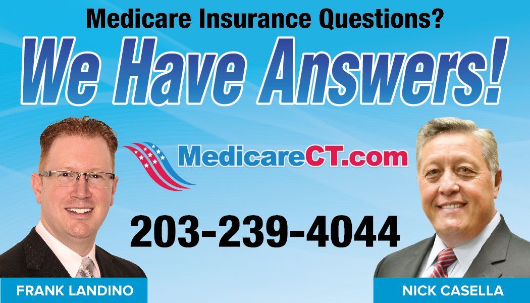 an advertisement for medicare insurance questions with two men
