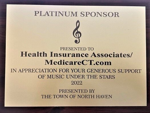 a plaque presented to health insurance associates / medicarect.com in appreciation for your generous support of music under the stars