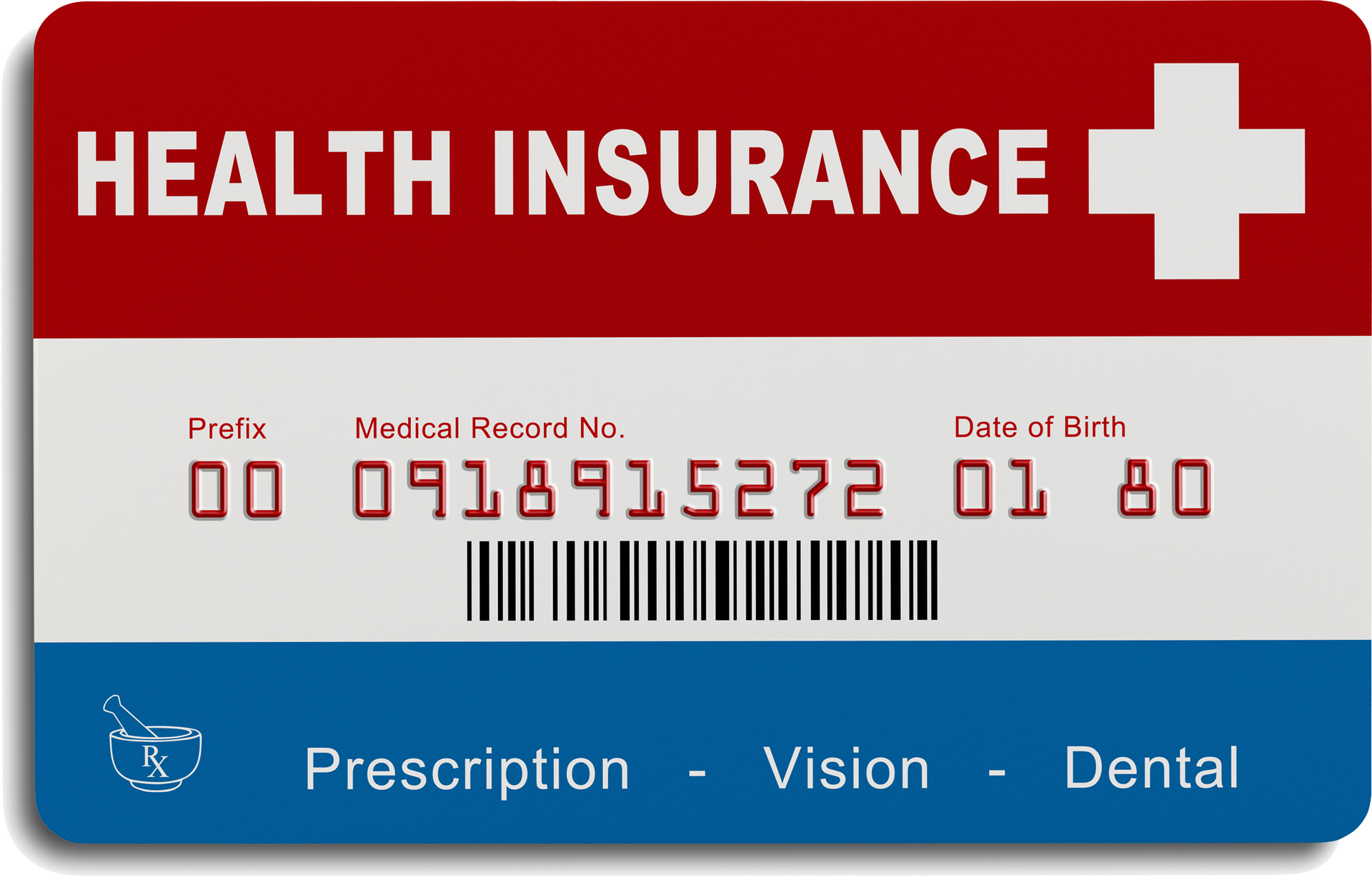 a red white and blue health insurance card