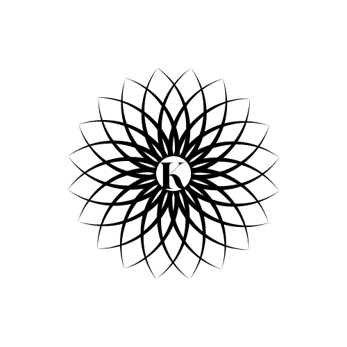 Black and white floral design with the letter