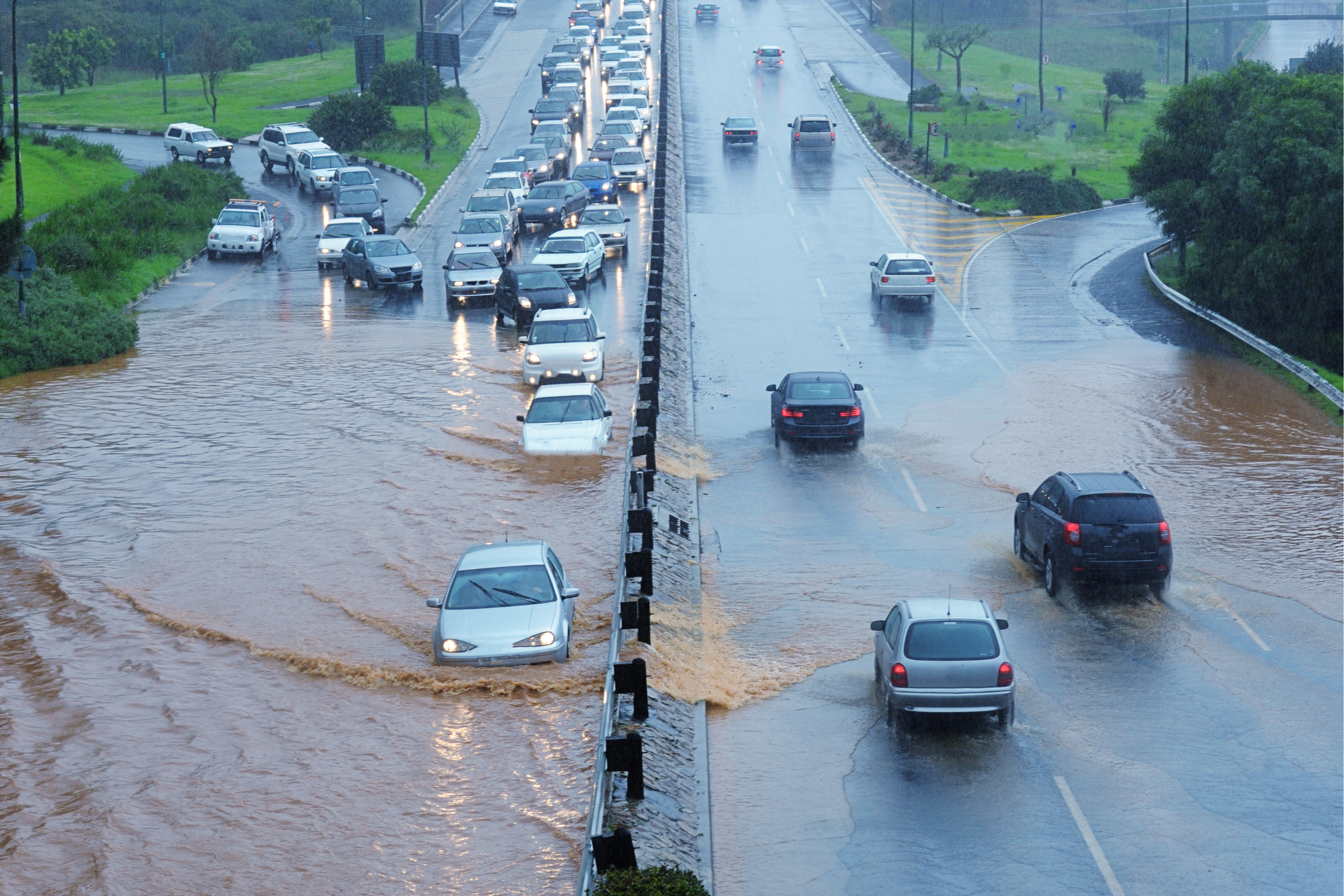 Flooded roads